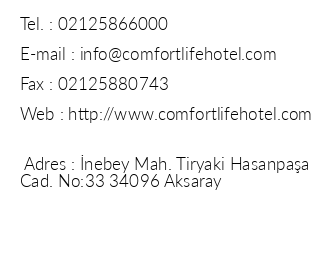 Comfort Life Hotel iletiim bilgileri